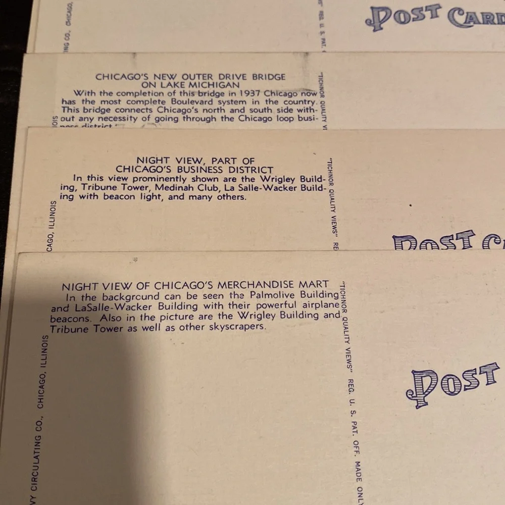 11 vintage postcards of Chicago from the 1940’s includes Comiskey Park